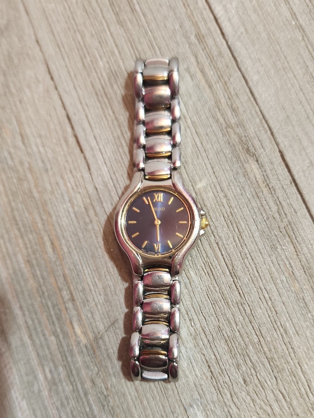 Vintage Seiko Women's Two-Tone Bkue Face Watch